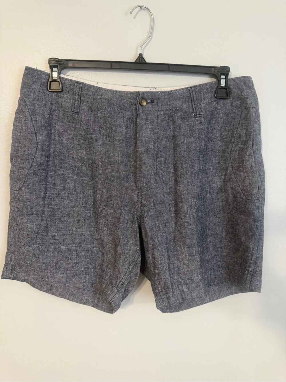 J Crew Mercantile Men's Navy blue Linen-Blend Chambray Chino Casual Shorts Sz 35